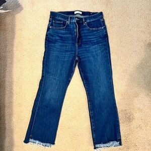 LOFT Step Hem High Rise Kick Crop Jeans in Classic Mid Wash Size 32/14